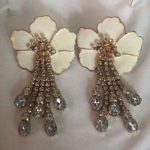 White Floral Earrings